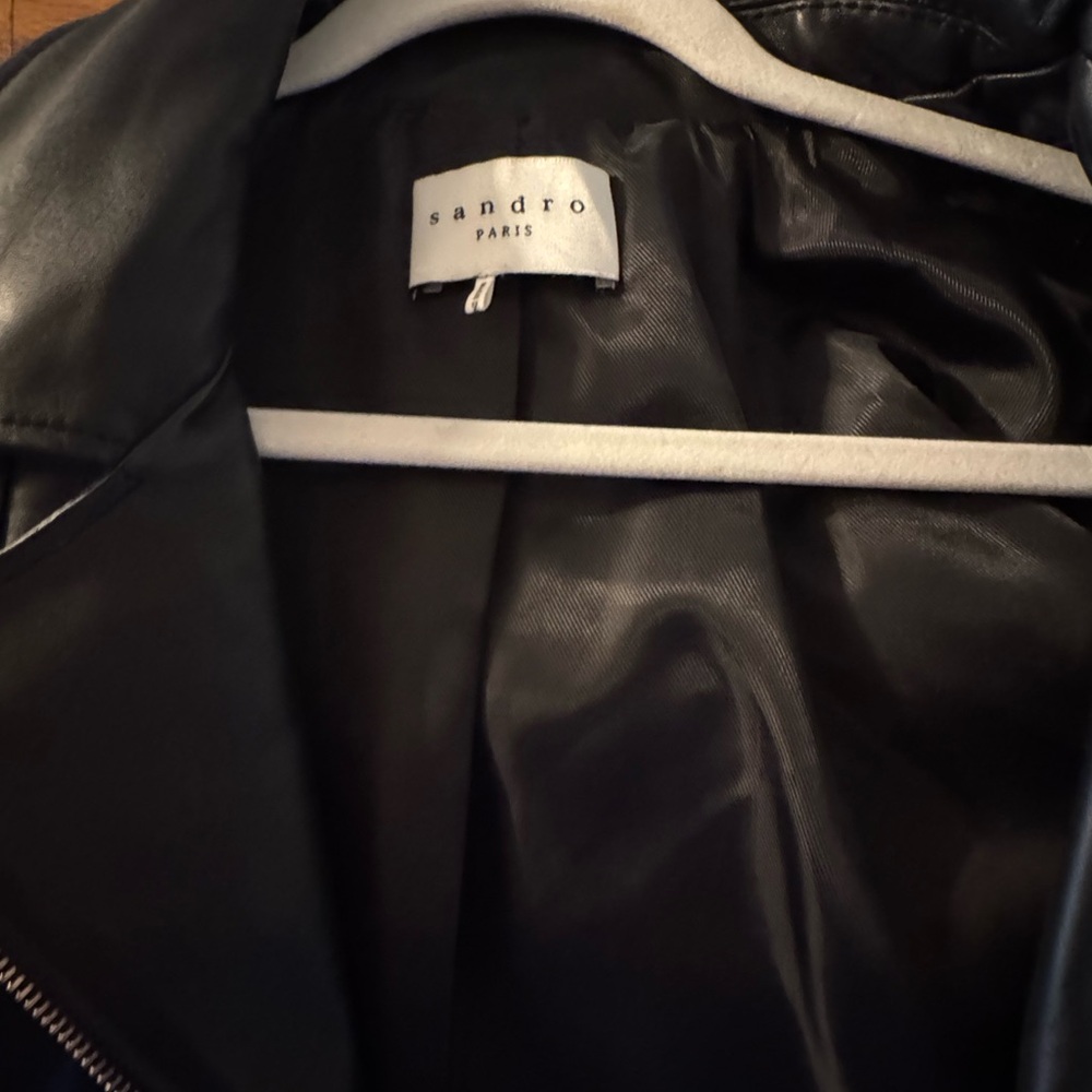 Sandro Black Leather Biker Jacket - Picture 4 of 6